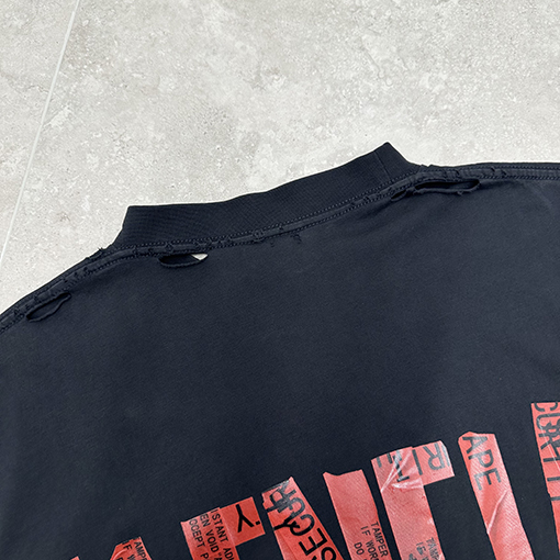 バレンシアガテープデザイン クルーネック 半袖Tシャツ