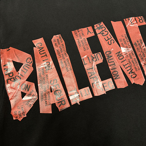 バレンシアガテープデザイン クルーネック 半袖Tシャツ