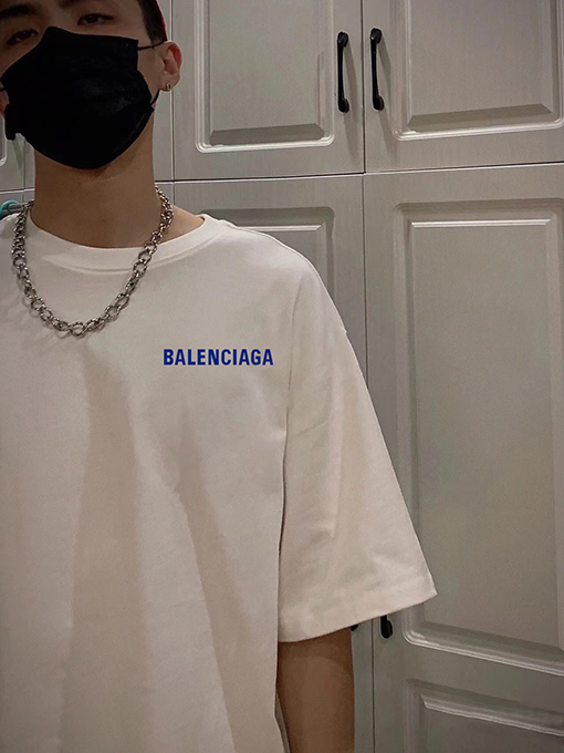 バレンシアガバイカラー ビッグロゴ 半袖Tシャツ