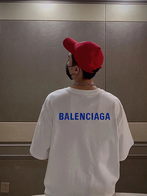 バレンシアガバイカラー ビッグロゴ 半袖Tシャツ