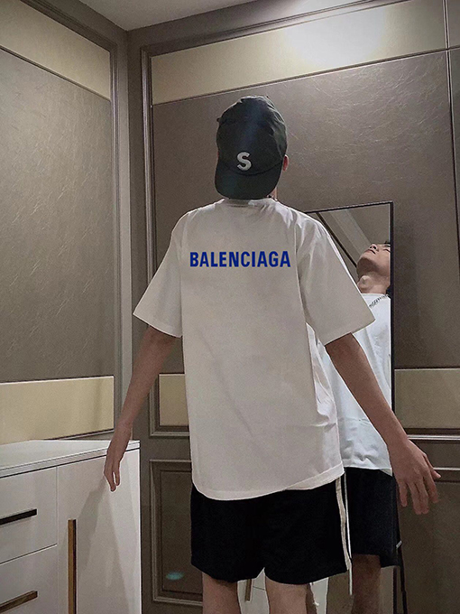バレンシアガバイカラー ビッグロゴ 半袖Tシャツ