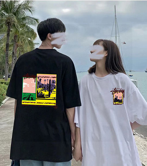 ステューシーコピーグラフィティ サボテンプリント カップル 半袖Tシャツ