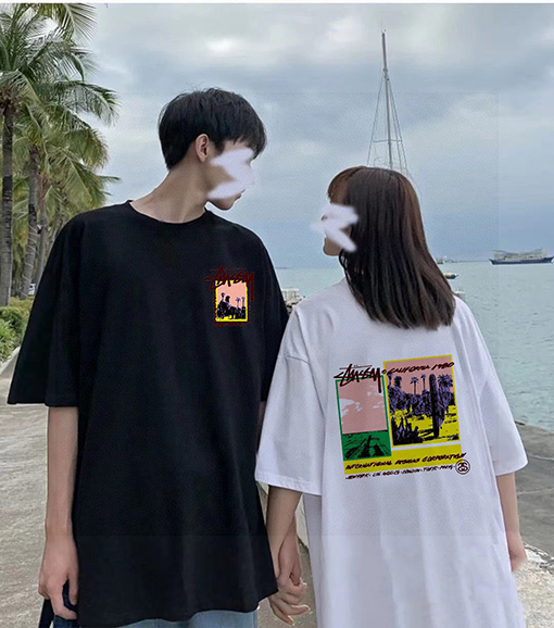 ステューシーコピーグラフィティ サボテンプリント カップル 半袖Tシャツ