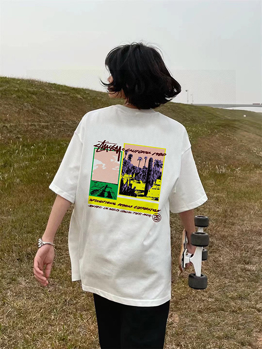 ステューシーコピーグラフィティ サボテンプリント カップル 半袖Tシャツ
