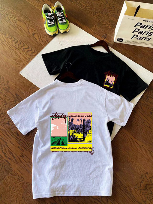 ステューシーコピーグラフィティ サボテンプリント カップル 半袖Tシャツ