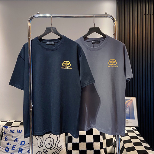 バレンシアガロゴロックプリント レタリング クルーネック 半袖Tシャツ