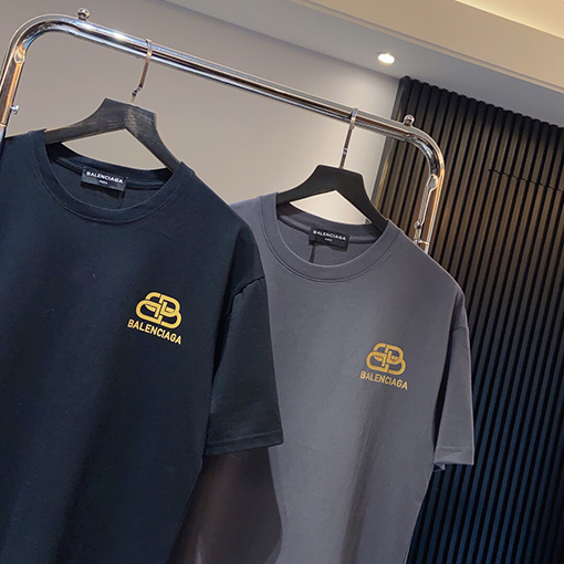 バレンシアガロゴロックプリント レタリング クルーネック 半袖Tシャツ