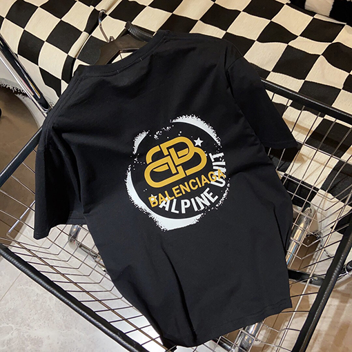 バレンシアガロゴロックプリント レタリング クルーネック 半袖Tシャツ