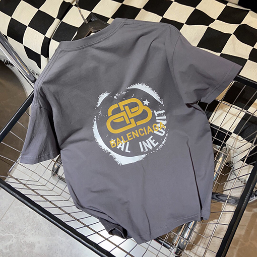 バレンシアガロゴロックプリント レタリング クルーネック 半袖Tシャツ