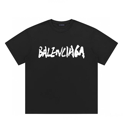 バレンシアガ筆文字アートクルーネック半袖Tシャツ