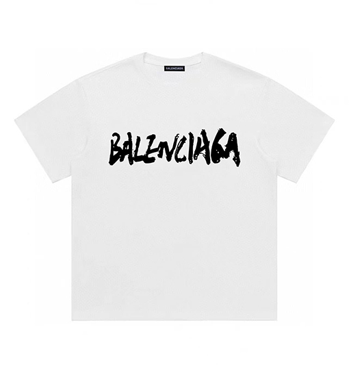 バレンシアガ筆文字アートクルーネック半袖Tシャツ