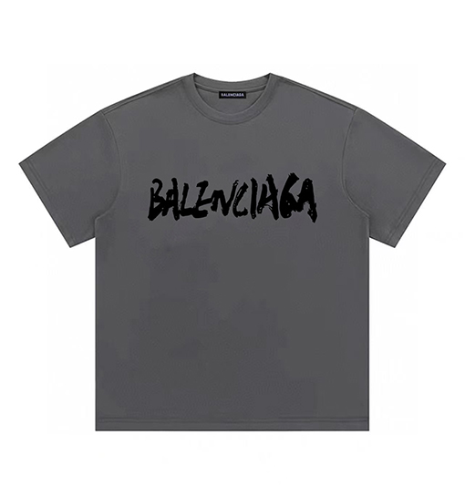 バレンシアガ筆文字アートクルーネック半袖Tシャツ