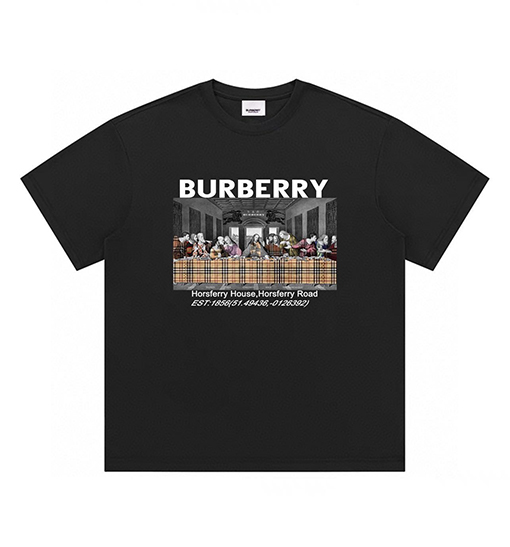 バーバリースーパーコピープリント クルーネック半袖Tシャツ
