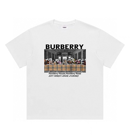 バーバリースーパーコピープリント クルーネック半袖Tシャツ