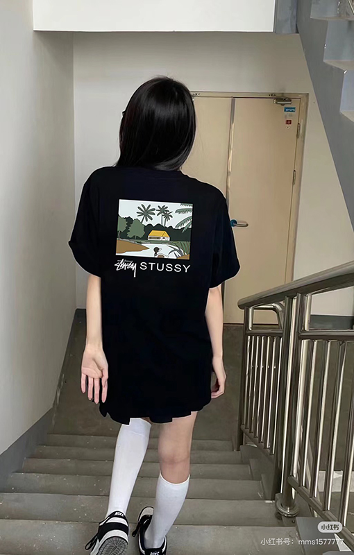ステューシー アイランドポストカードプリント ユニセックス半袖Tシャツ