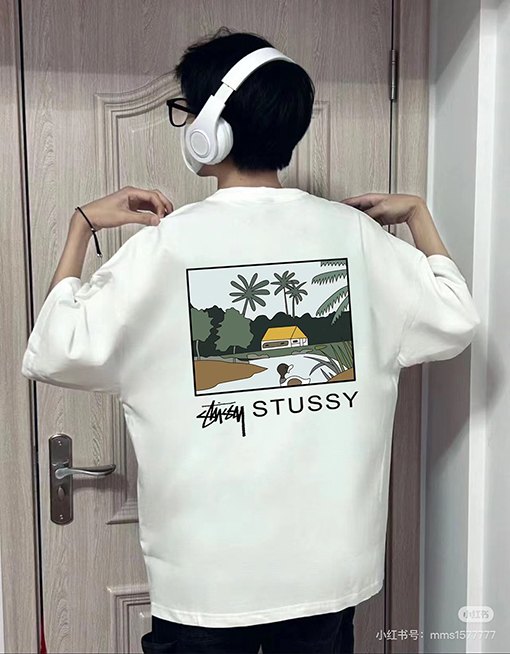 ステューシー アイランドポストカードプリント ユニセックス半袖Tシャツ