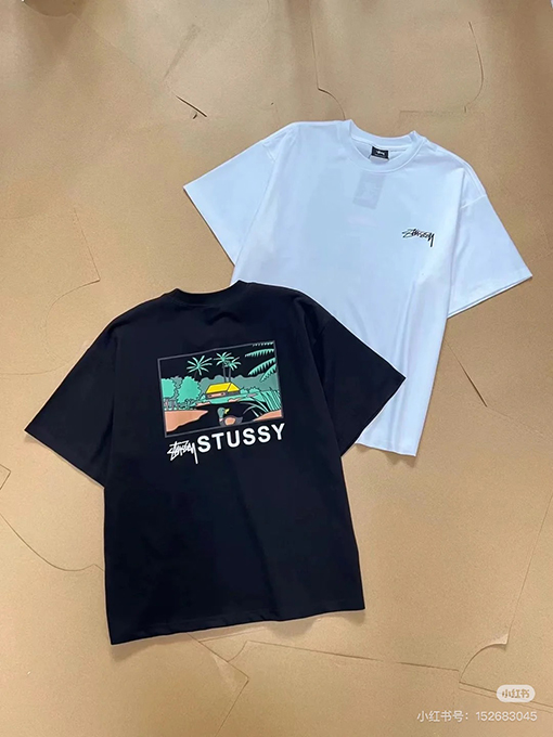ステューシー アイランドポストカードプリント ユニセックス半袖Tシャツ
