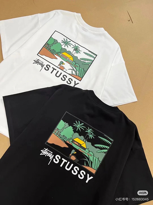 ステューシー アイランドポストカードプリント ユニセックス半袖Tシャツ