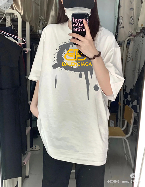 バレンシアガアイランドポストカードプリント ユニセックス半袖Tシャツ