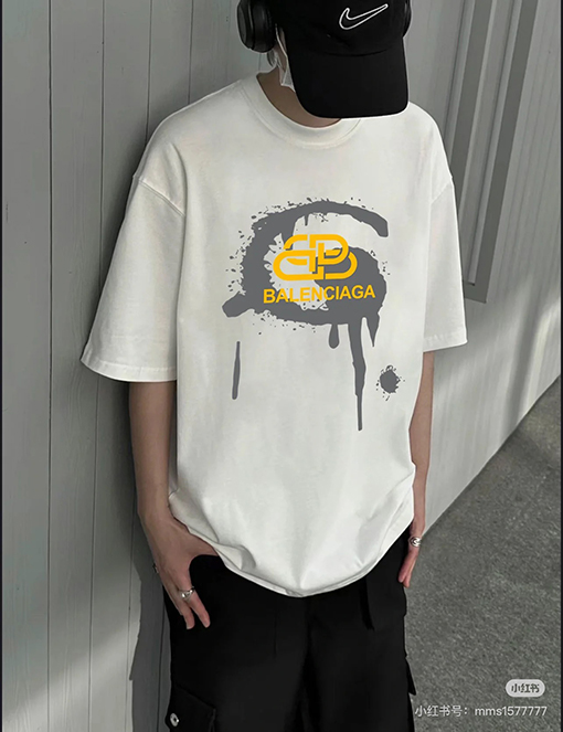 バレンシアガアイランドポストカードプリント ユニセックス半袖Tシャツ