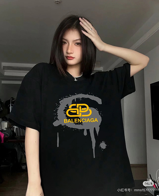 バレンシアガアイランドポストカードプリント ユニセックス半袖Tシャツ