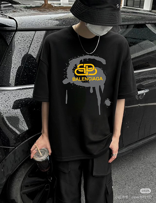 バレンシアガアイランドポストカードプリント ユニセックス半袖Tシャツ