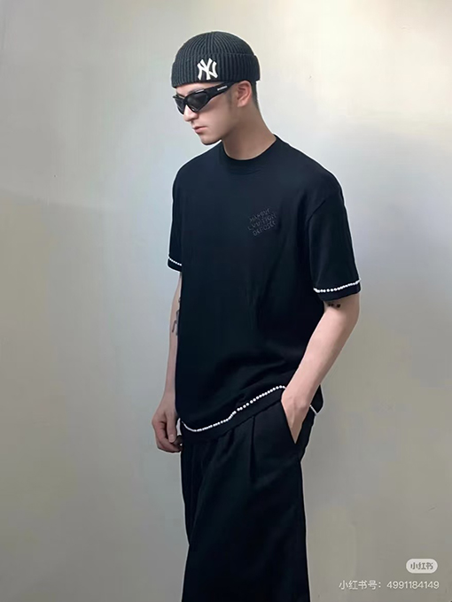 ルイヴィトンフロント刺繍半袖Tシャツ