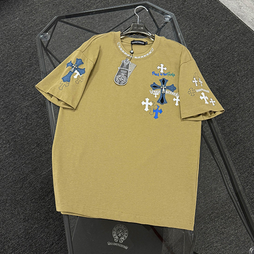 クロムハーツスーパーコピーデニムパッチ刺繍半袖Tシャツ