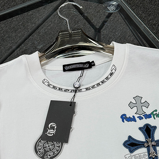 クロムハーツスーパーコピーデニムパッチ刺繍半袖Tシャツ
