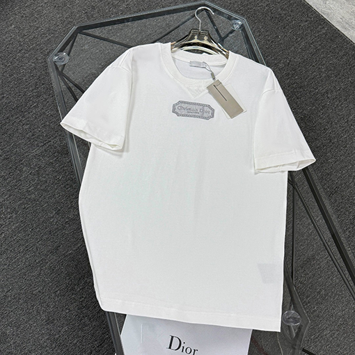 ディオール前襟小三角デザイン半袖Tシャツ