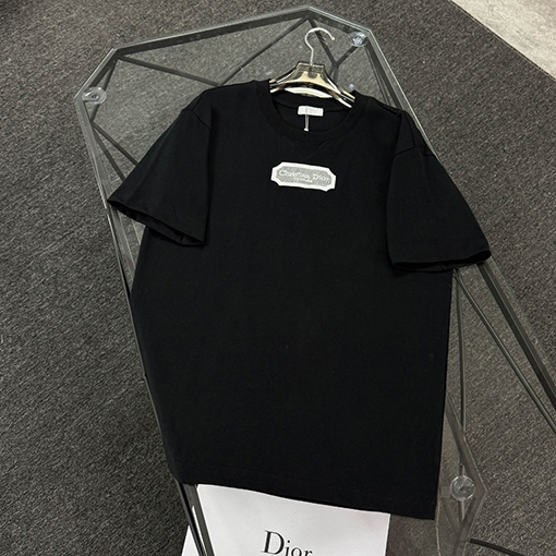ディオール前襟小三角デザイン半袖Tシャツ