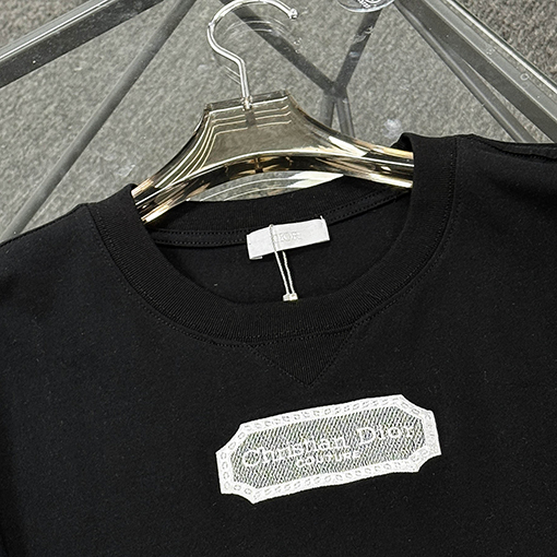 ディオール前襟小三角デザイン半袖Tシャツ