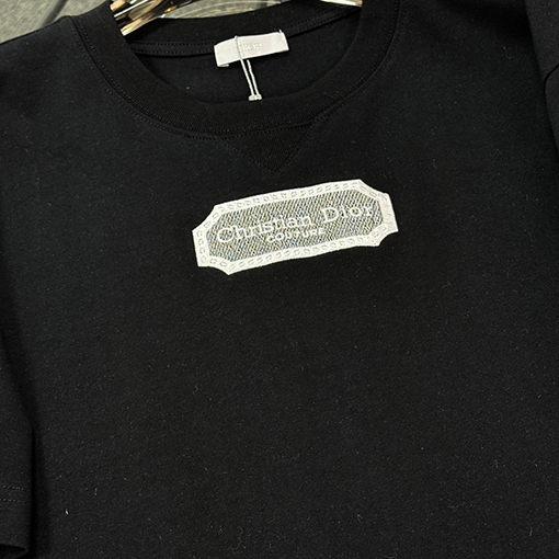 ディオール前襟小三角デザイン半袖Tシャツ