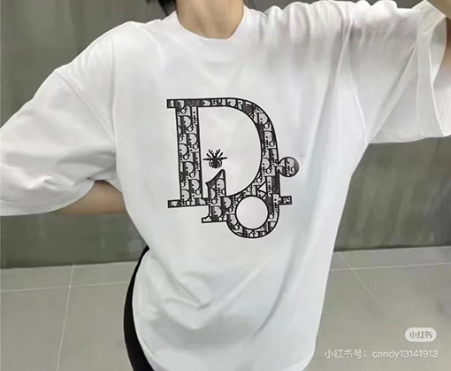 ディオールフロントパッチ刺繍半袖Tシャツ