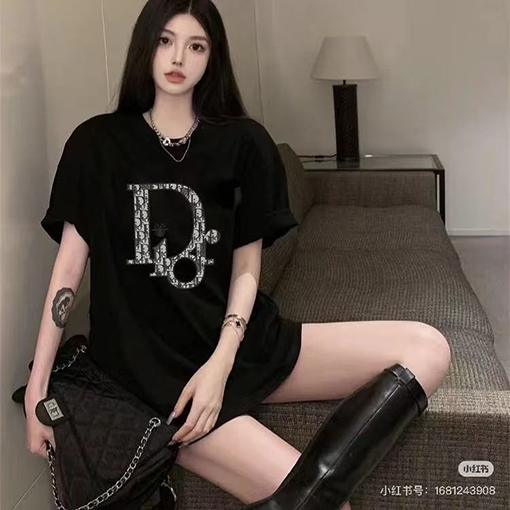 ディオールフロントパッチ刺繍半袖Tシャツ