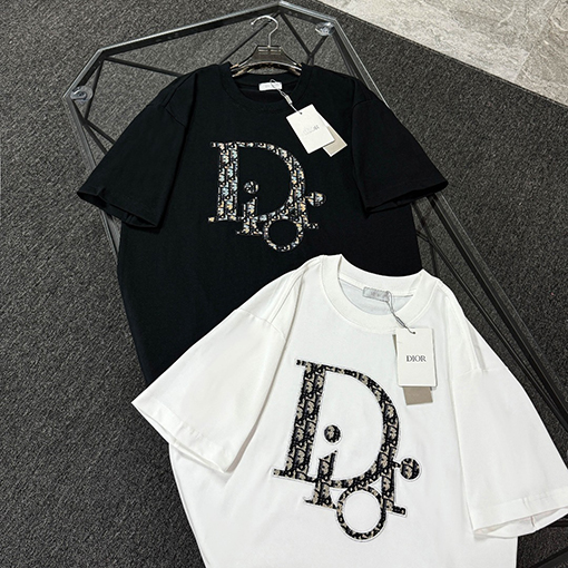 ディオールフロントパッチ刺繍半袖Tシャツ