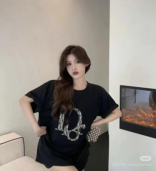 ディオールフロントパッチ刺繍半袖Tシャツ