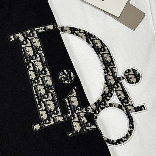 ディオールフロントパッチ刺繍半袖Tシャツ