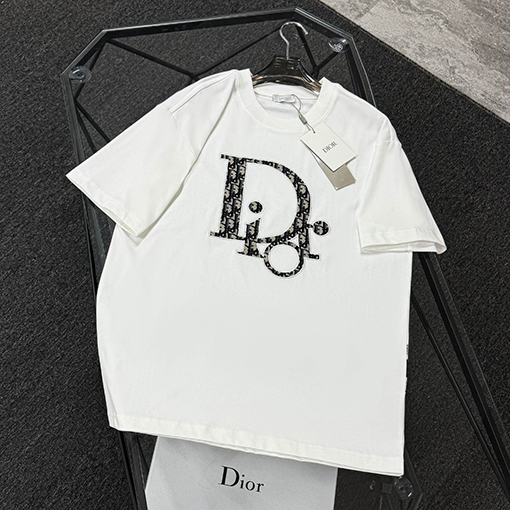 ディオールフロントパッチ刺繍半袖Tシャツ
