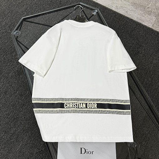 ディオールフロントパッチ刺繍半袖Tシャツ