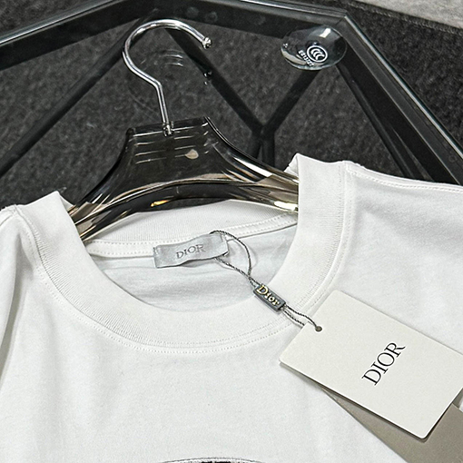 ディオールフロントパッチ刺繍半袖Tシャツ