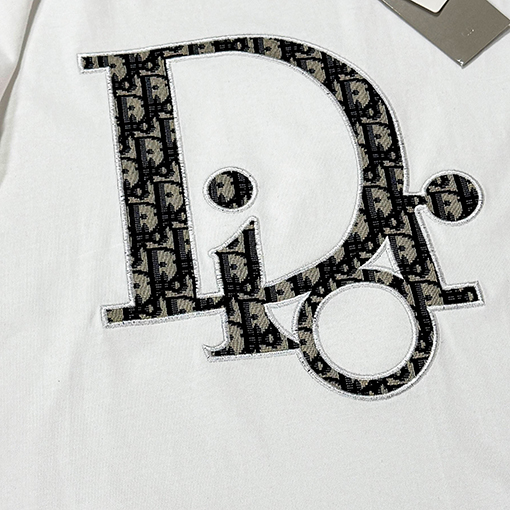 ディオールフロントパッチ刺繍半袖Tシャツ