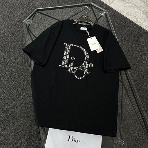 ディオールフロントパッチ刺繍半袖Tシャツ