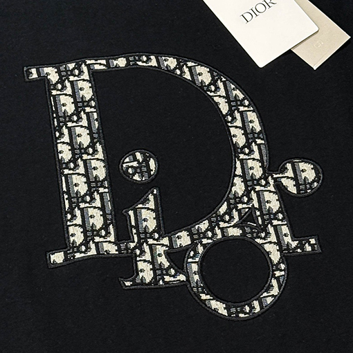 ディオールフロントパッチ刺繍半袖Tシャツ