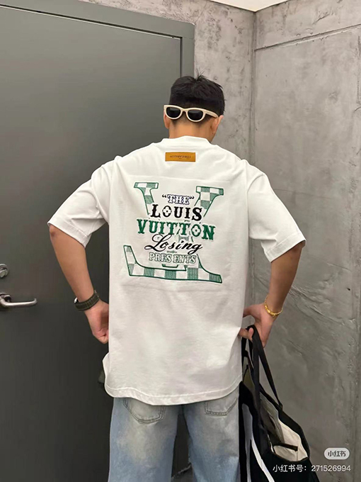 ルイヴィトン前後インポート立体刺繍半袖Tシャツ