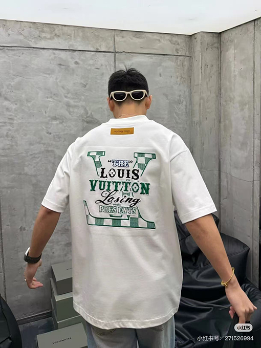 ルイヴィトン前後インポート立体刺繍半袖Tシャツ