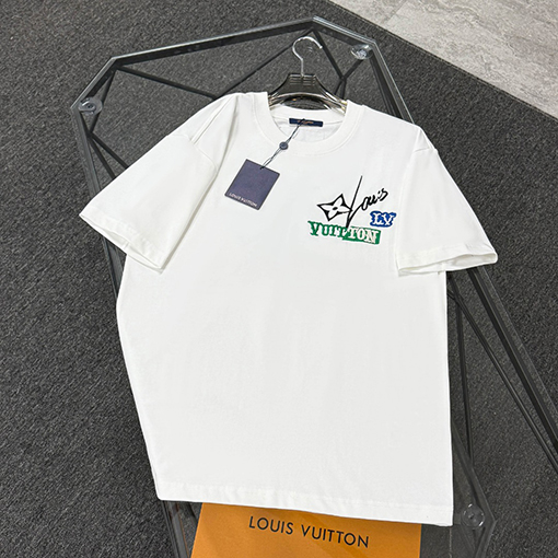 ルイヴィトン前後インポート立体刺繍半袖Tシャツ