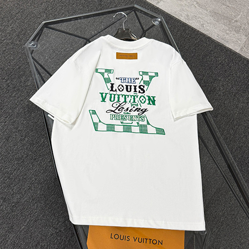 ルイヴィトン前後インポート立体刺繍半袖Tシャツ
