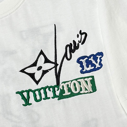 ルイヴィトン前後インポート立体刺繍半袖Tシャツ