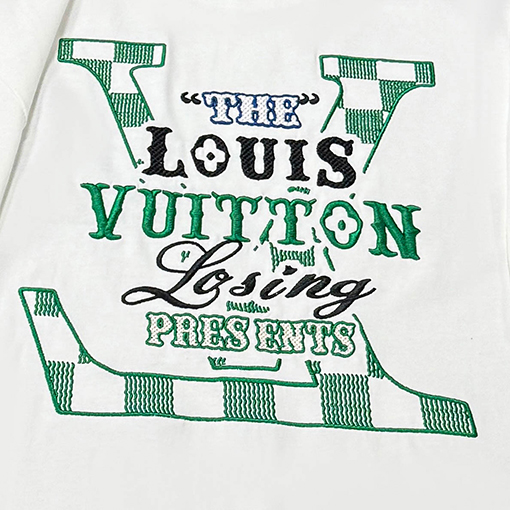 ルイヴィトン前後インポート立体刺繍半袖Tシャツ
